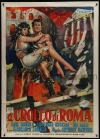2c494 FALL OF ROME Italian 1p 1962 art of strongman Carl Mohner carrying sexy Loredana Nusciak!