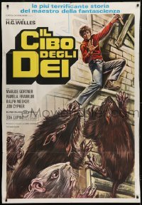 2c497 FOOD OF THE GODS Italian 1p 1976 different Sciotti art of guy running from killer rats!