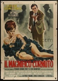 2c530 MAGNIFICENT CUCKOLD Italian 1p 1965 Symeoni art of sexy Claudia Cardinale in slinky dress!