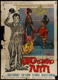 2c542 ONE AGAINST ALL Italian 1p 1962 different Casaro art of Charlie Chaplin as The Tramp!