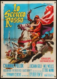 2c549 RED SHEIK Italian 1p 1962 cool art of Channing Pollock on horse by Enrico De Seta!