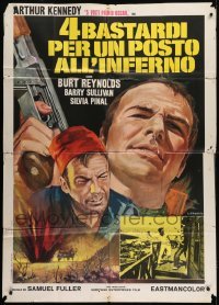 2c558 SHARK Italian 1p 1973 Sam Fuller, different Crovato art of Burt Reynolds with machine gun!