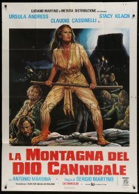 2c560 SLAVE OF THE CANNIBAL GOD Italian 1p 1978 art of sexy Ursula Andress with fighting stick!