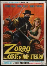 2c588 ZORRO IN THE COURT OF ENGLAND Italian 1p 1969 Stefano art of the masked hero protecting girl!