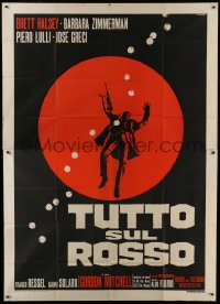 2c118 ALL ON THE RED Italian 2p 1968 Tutto sul rosso, Casaro art of gangster getting gunned down!
