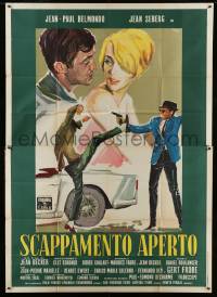 2c125 BACKFIRE Italian 2p 1964 great Ercole Brini art of Jean Seberg & Jean-Paul Belmondo!