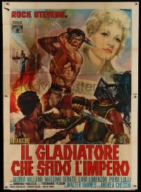 2c138 CHALLENGE OF THE GLADIATOR Italian 2p 1965 cool Gasparri art of Peter Lupus as Spartacus!