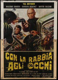 2c150 DEATH RAGE Italian 2p 1978 great art of tough Yul Brynner with gun shooting bad guys!