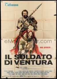2c190 IL SOLDATO DI VENTURA Italian 2p 1976 art of soldier of fortune Bud Spencer on horseback!