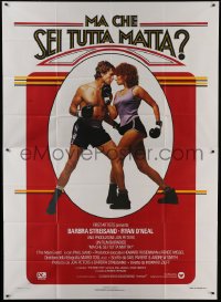 2c208 MAIN EVENT Italian 2p 1979 great full-length boxing image of Barbra Streisand & Ryan O'Neal!