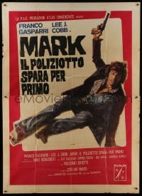 2c213 MARK IL POLIZIOTTO SPARA PER PRIMO Italian 2p 1975 cool art of Franco Gasparri with gun!