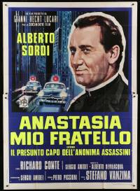 2c218 MY BROTHER ANASTASIA Italian 2p 1973 artwork of priest Alberto Sordi & police cars!