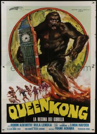 2c233 QUEEN KONG Italian 2p 1977 fantastic art of giant ape terrorizing Big Ben in London!