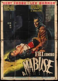 2c238 RETURN OF DR MABUSE Italian 2p 1962 Gert Froebe, Lex Barker, Daliah Lavi, different & rare!