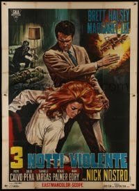 2c283 WEB OF VIOLENCE Italian 2p 1966 Renato Casaro art of Brett Halsey slapping Margaret Lee!