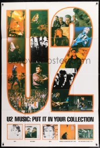 2c039 U2 41x61 music poster 1990s cool montage of concert performance images & album covers!