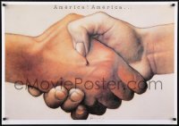 2d836 AMERICA AMERICA commercial Polish 27x39 2006 bleeding handshake by Mieczyslaw Gorowski