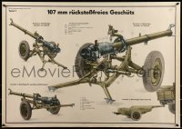 2d187 107 MM RUCKSTOSSFREIES GESCHUTZ 24x32 East German special poster 1958 info on the weapon