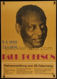 2d311 PAUL ROBESON 23x32 East German special poster 1978 Civil Rights, close-up by Gorzig