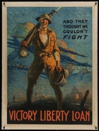 2d014 AND THEY THOUGHT WE COULDN'T FIGHT linen 31x42 WWI war poster 1917 great art by Clyde Forsythe