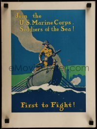 2d013 JOIN THE U.S. MARINE CORPS. 12x16 WWI war poster 1917 Fancher art of Soldiers of the Sea