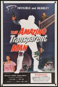 2f040 AMAZING TRANSPARENT MAN 1sh 1959 Edgar Ulmer, cool fx art of the invisible & deadly convict!