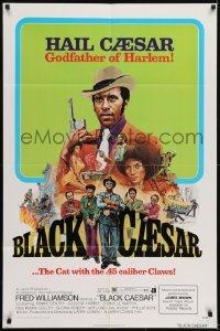 2f102 BLACK CAESAR 1sh 1973 AIP Williamson blaxploitation, Godfather of Harlem art by G. Akimoto!