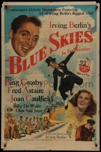 2f113 BLUE SKIES 1sh 1946 art of dancing Fred Astaire, Bing Crosby, Joan Caulfield, Irving Berlin!