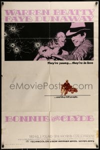 2f115 BONNIE & CLYDE 1sh 1967 notorious crime duo Warren Beatty & Faye Dunaway, Arthur Penn!
