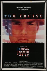 2f118 BORN ON THE FOURTH OF JULY DS 1sh 1989 Oliver Stone, great patriotic image of Tom Cruise!