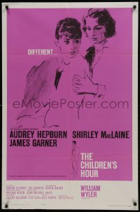 2f158 CHILDREN'S HOUR 1sh 1962 close up artwork of Audrey Hepburn & Shirley MacLaine!