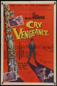 2f204 CRY VENGEANCE 1sh 1955 Mark Stevens, film noir, cool totem pole art!