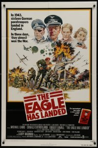2f263 EAGLE HAS LANDED 1sh 1977 Michael Caine against all white background during World War II!