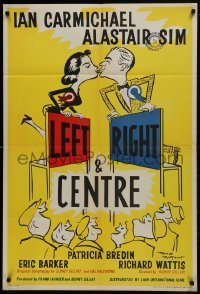 2f522 LEFT RIGHT & CENTRE English 1sh 1959 wacky art of political candidates in love by Langdon!