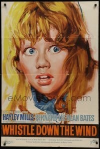 2f971 WHISTLE DOWN THE WIND English 1sh 1962 Bryan Forbes, close-up artwork of Hayley Mills!