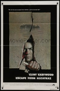2f282 ESCAPE FROM ALCATRAZ 1sh 1979 Eastwood busting out by Lettick, but missing his signature!