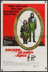 2f283 ESCAPE FROM THE PLANET OF THE APES 1sh 1971 meet Baby Milo who has Washington terrified!