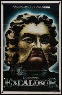 2f295 EXCALIBUR teaser 1sh 1981 John Boorman directed, Robert Addie as Mordred wearing mask!