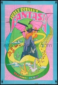 2f301 FANTASIA 1sh R1970 Disney classic musical, great psychedelic fantasy artwork!