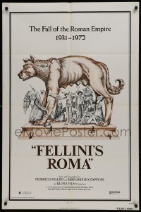 2f308 FELLINI'S ROMA 1sh 1972 Italian Federico classic, the fall of the Roman Empire, bizarre art!
