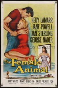 2f310 FEMALE ANIMAL 1sh 1958 artwork of sexy Hedy Lamarr & Jane Powell, George Nader!