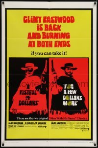 2f321 FISTFUL OF DOLLARS/FOR A FEW DOLLARS MORE 1sh 1969 Eastwood is back & burning at both ends!