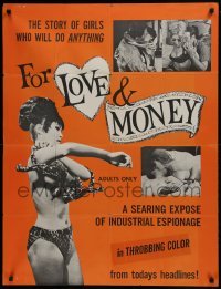 2f331 FOR LOVE & MONEY 1sh 1968 based on Ed Wood's novel, a searing expose of espionage!
