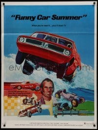 2f345 FUNNY CAR SUMMER 1sh 1973 Edwards art of Dunn-Reath 'Cuda flopper & other drag classics!