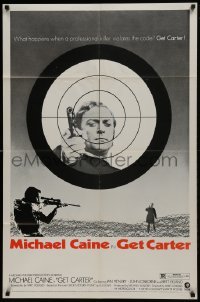 2f356 GET CARTER style B 1sh 1971 cool different image of Michael Caine & sniper with rifle!