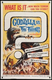 2f368 GODZILLA VS. THE THING 1sh 1964 Reynold Brown monster art, how much terror can you stand!