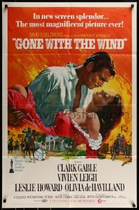 2f371 GONE WITH THE WIND 1sh R1970 Clark Gable, Vivien Leigh, de Havilland, classic Terpning art!