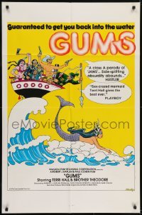2f390 GUMS 1sh 1976 sexy Jaws parody, wacky P.S. Bramley art of mermaid!