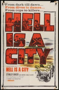 2f410 HELL IS A CITY 1sh 1960 from dark till dawn, from dives to dames, from cops to killers!