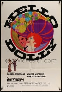 2f411 HELLO DOLLY roadshow 1sh 1969 art of Barbra Streisand & Walter Matthau by Richard Amsel!